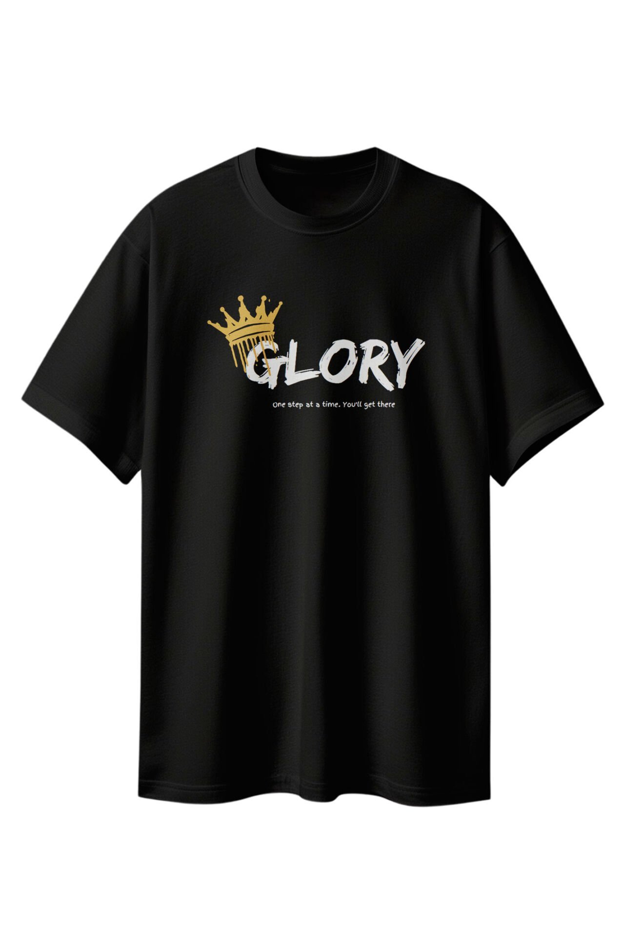 Glory Yazılı Kral Taçlı Tasarım Oversize Tişört