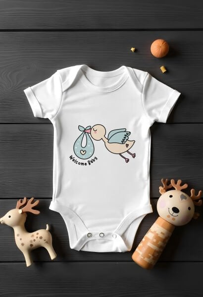 Leylek figürlü Tasarım Bebek Zıbını